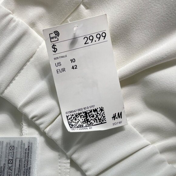 H&M Women's White Straight Pants Sz 10 - NWT - Picture 7 of 8